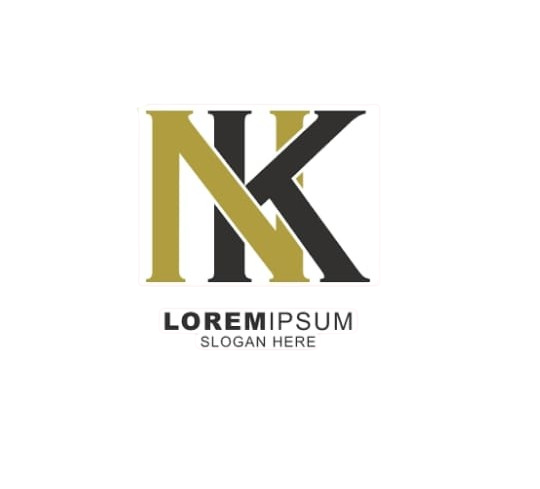 NK interior design logo with modern monogram lettering and minimalist black and gold color palette.